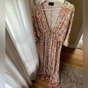 VICI orange floral maxi dress size XS